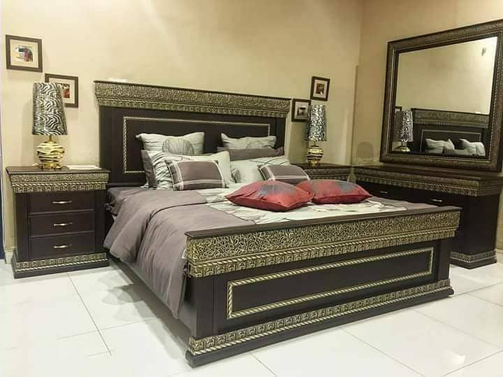 King Size Bed - Double Bed - Chinioti Bedset - Bed Dressing Side Table 2