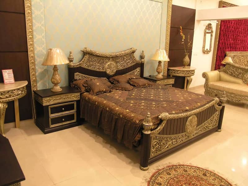 King Size Bed - Double Bed - Chinioti Bedset - Bed Dressing Side Table 4