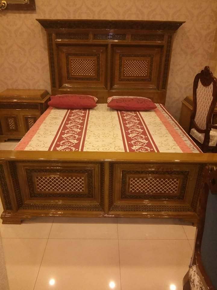 King Size Bed - Double Bed - Chinioti Bedset - Bed Dressing Side Table 11