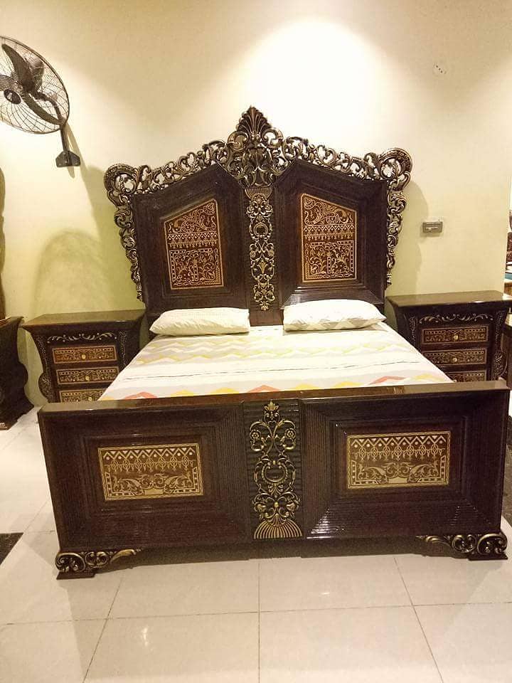 King Size Bed - Double Bed - Chinioti Bedset - Bed Dressing Side Table 12