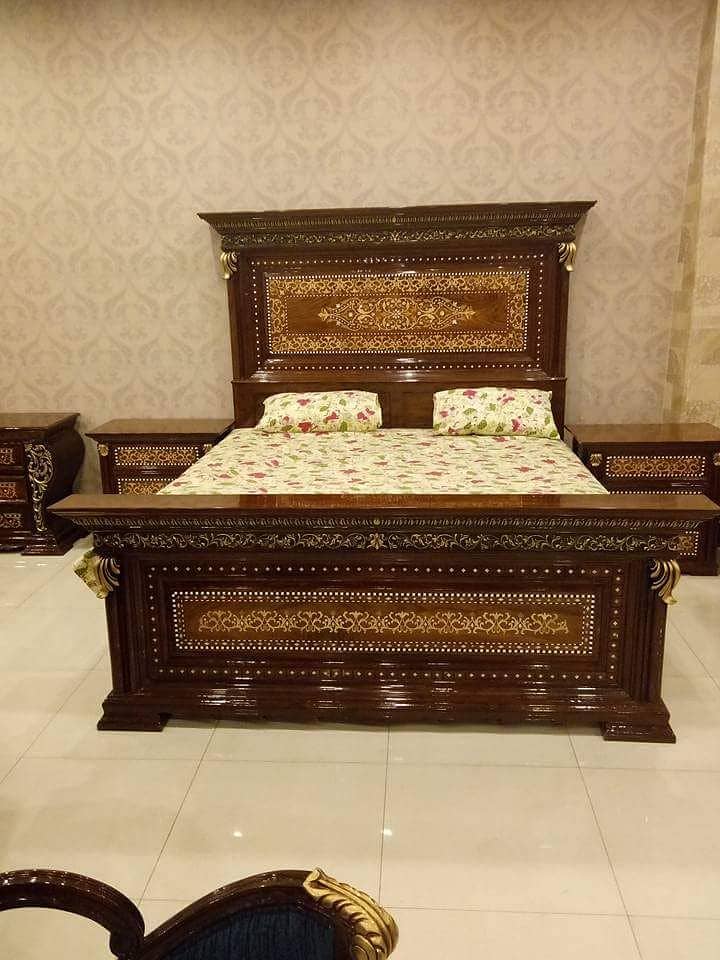 King Size Bed - Double Bed - Chinioti Bedset - Bed Dressing Side Table 14