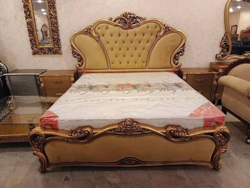 King Size Bed - Double Bed - Chinioti Bedset - Bed Dressing Side Table 0