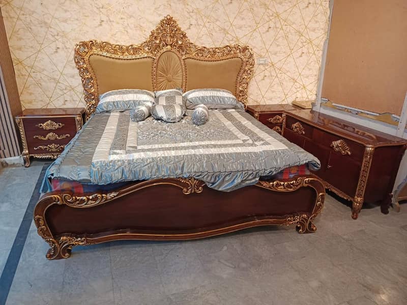 King Size Bed - Double Bed - Chinioti Bedset - Bed Dressing Side Table 1