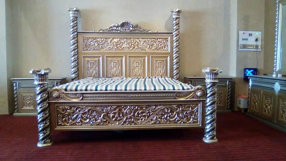 King Size Bed - Double Bed - Chinioti Bedset - Bed Dressing Side Table 7