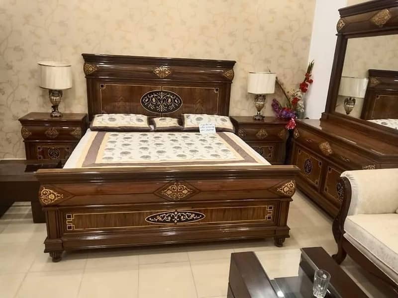 Double Bed - king size bed - Side Table - Bed Dressing - Chinioti Bed 5