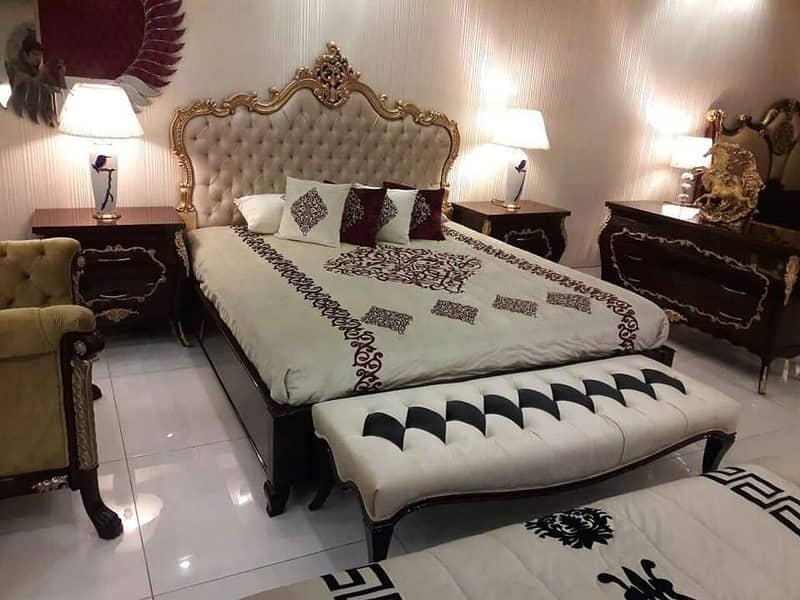 King Size Bed Set - Double Bed - Poshish Bed - Bed Dressing Side Table 5