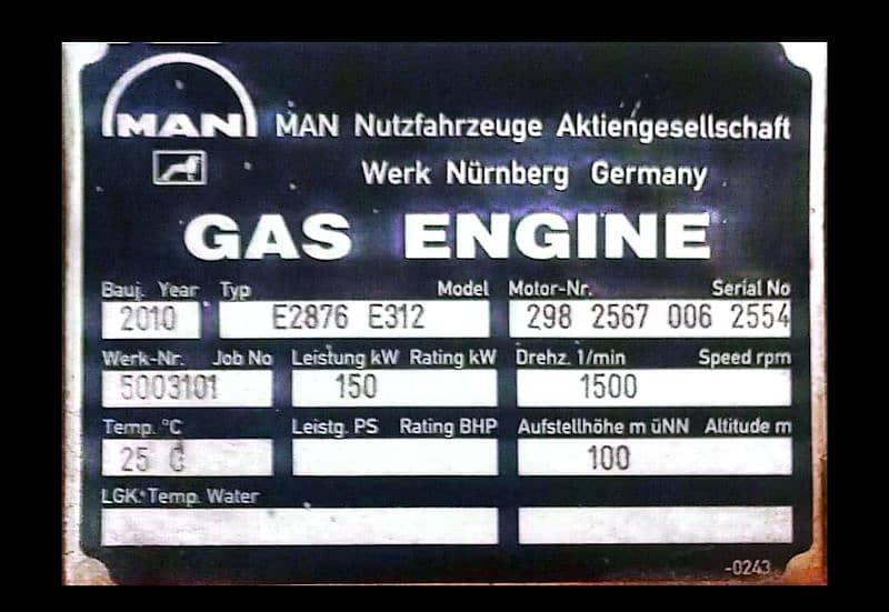 Gas generator MAN germany 2