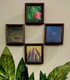 4 framed mini paintings