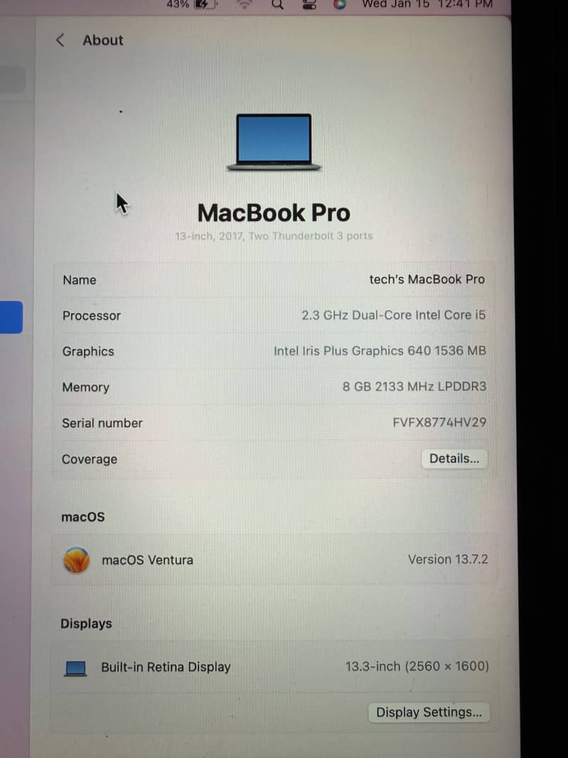 MacBook Pro 2017 13 inch 0