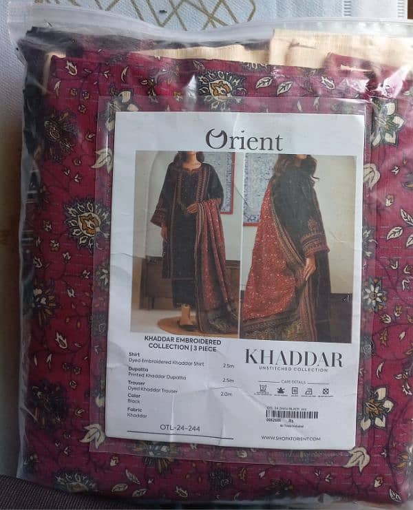 orient khaddar unstitched 3 piece for sale 0