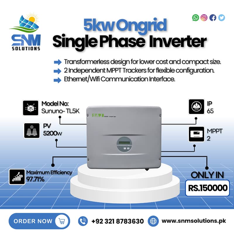 SAJ 5kw Ongrid Single Phase Inverter available for sale 0