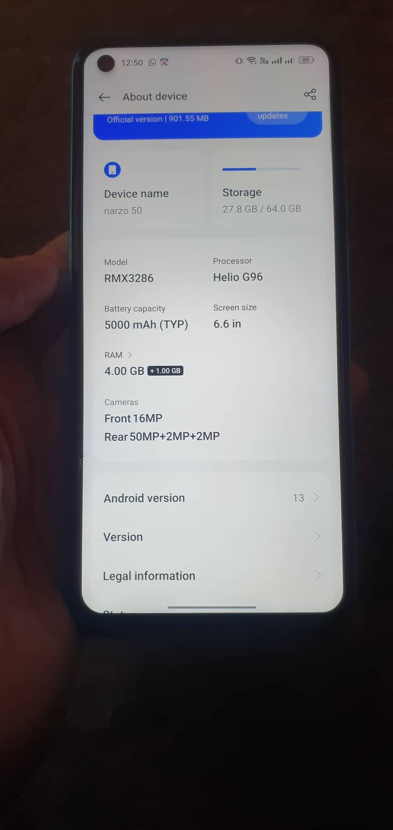 realme narzo 50 4/64 with complete box 10