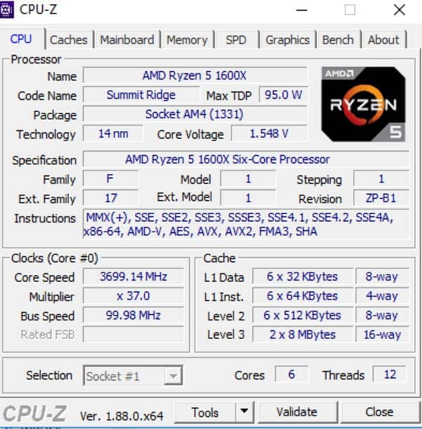 Ryzen 5 1600x in New condition full working 1