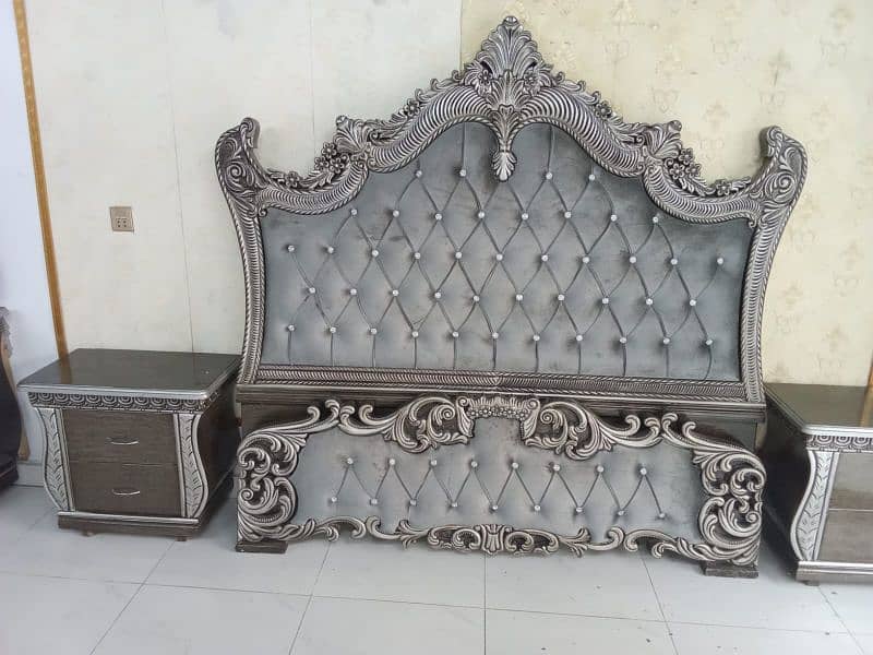 king size bed grey colour good Quality 1