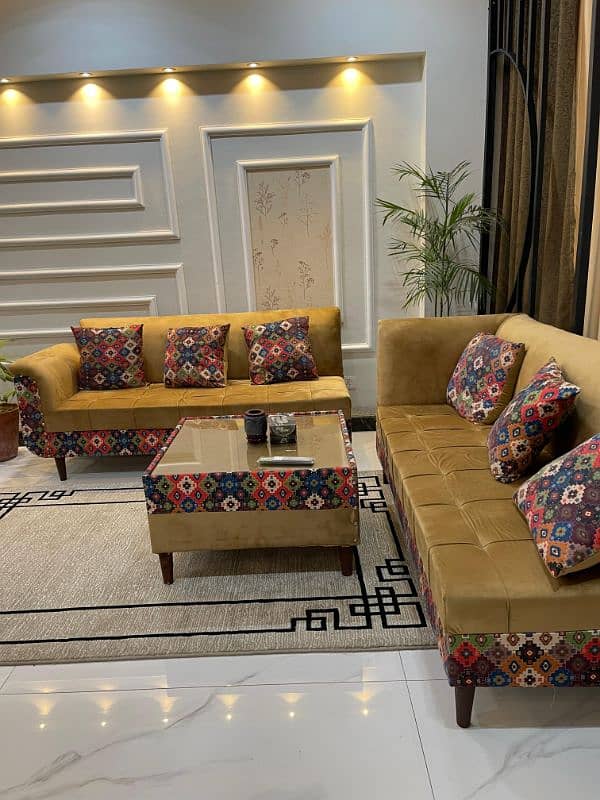 L shape sofa set with centre table 2