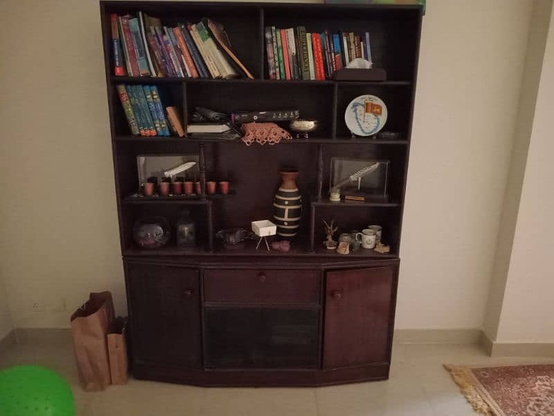 book shelf with console 0