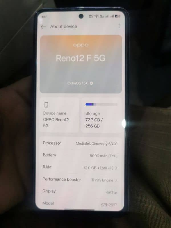 Oppo reno 12f 5G 12 256 gb wala 1