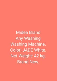 MIDEA BRAND NEW WASHING MACHINE