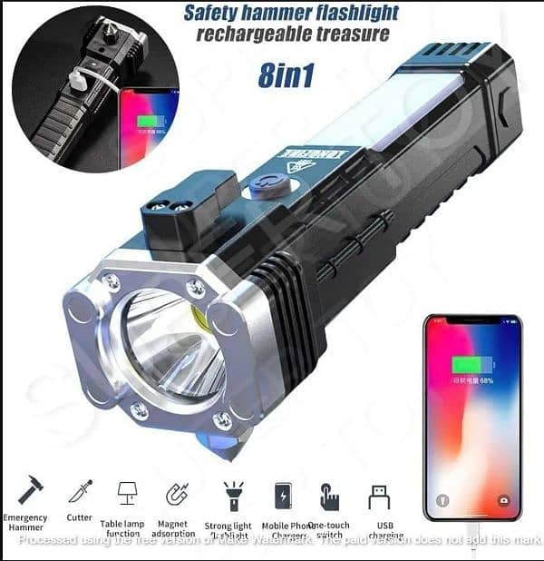 Rechargable LED torch light with type-c charging 1