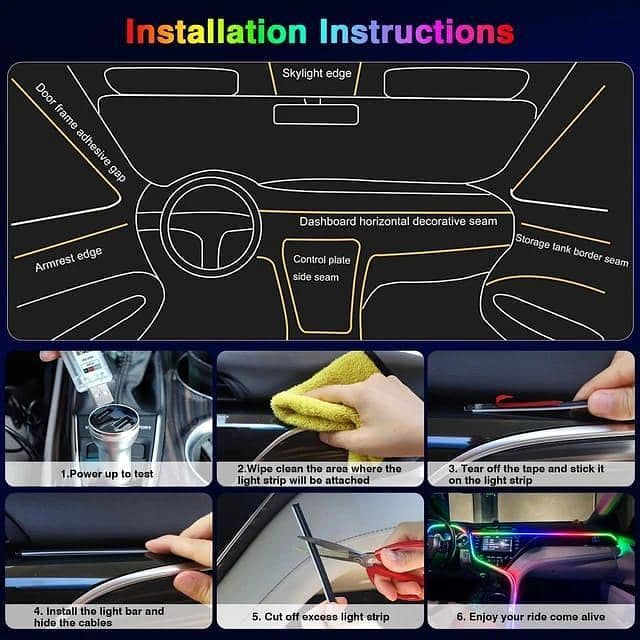 Multi-Color LED Strip Light for Car Interior 4