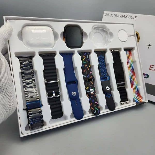 I20 Ultra Max Suit smart watch 10 in 1 Box 2.3 large screen display 7