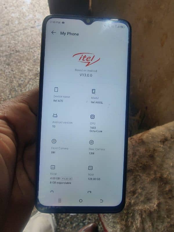 itel mobile A 70 12/128 ok mobile ha camplet box ha argent sail karna 6