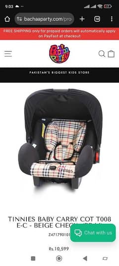 tinnies carry cot + car seat