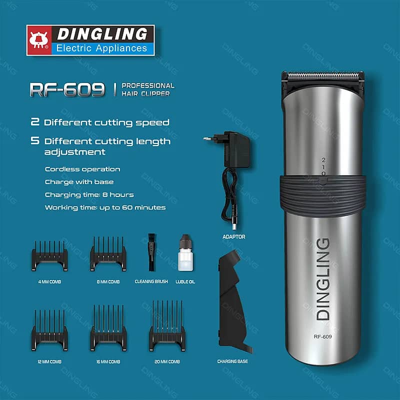 Dingling RF-609 Electric Hair Clipper Hairdressing Trimmer Rechargeabl 5