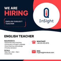 Hiring English Teacher - InsightMDCAT