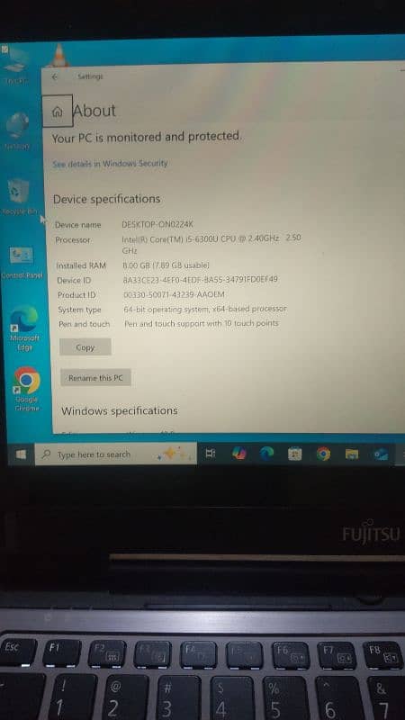 Fujitsu Core i5 6th generation 8 gb/256 gb ssd 9