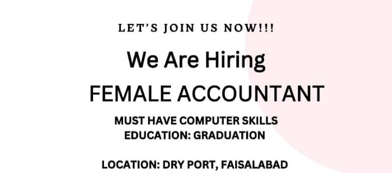 female Accountant Required 0