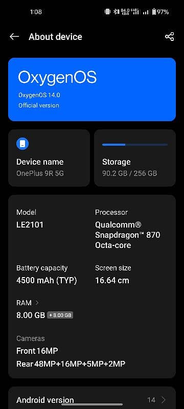 OnePlus 9R 8+8 256 PTA Approved Dule SIM Condition 10by10 3