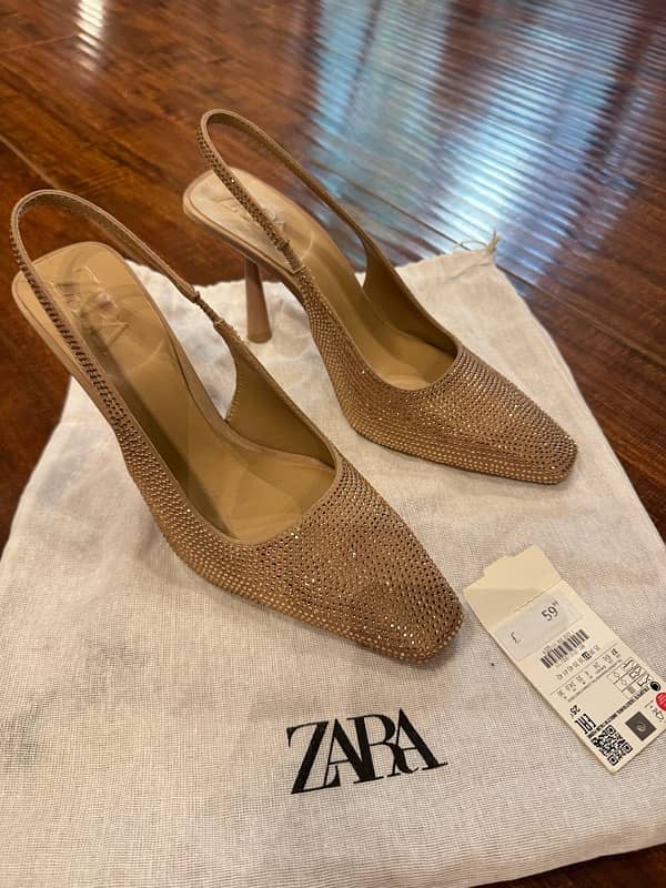 Zara heels nude diamanté size 38 3