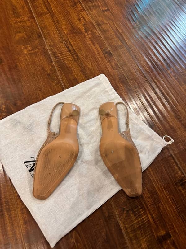 Zara heels nude diamanté size 38 4