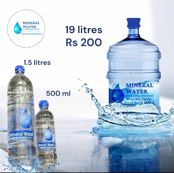 First time in pakistan 19 litres , 500 ml and 1.5 litres minera water 0