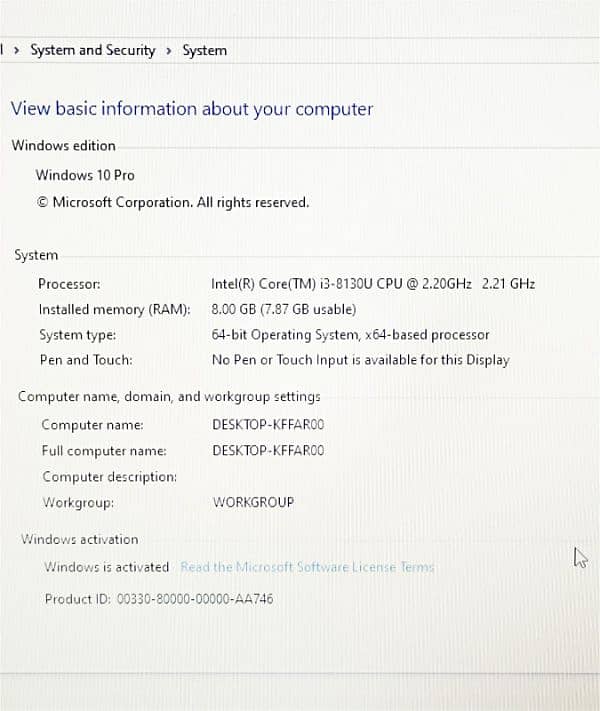 Dell 8th Generation C-i3 8GB DDR4 RAM 128GB m2 NEw Conditions LapTop|| 9