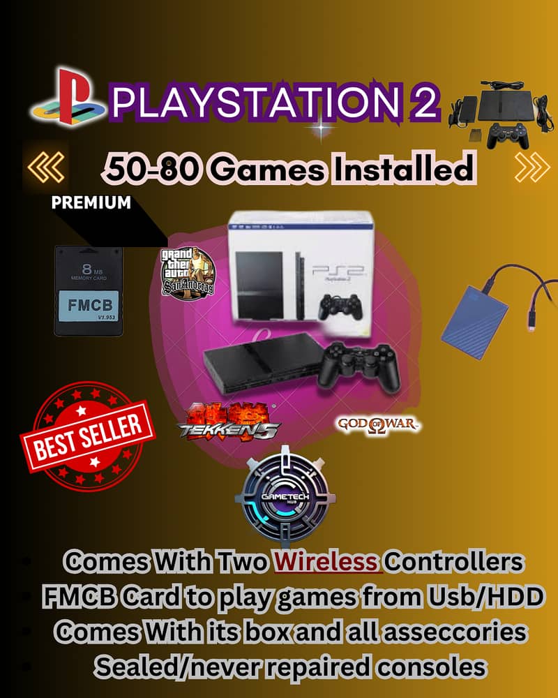 Sony Playstation 2 Box Packed Packages 70+ Games cash on delivery Pak 1