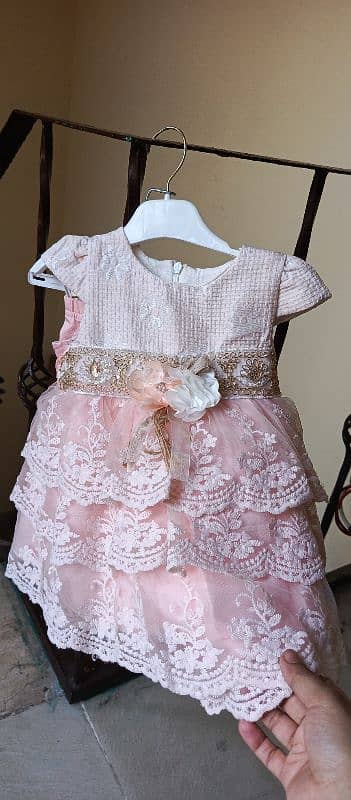 Baby frock pink party barbie 0