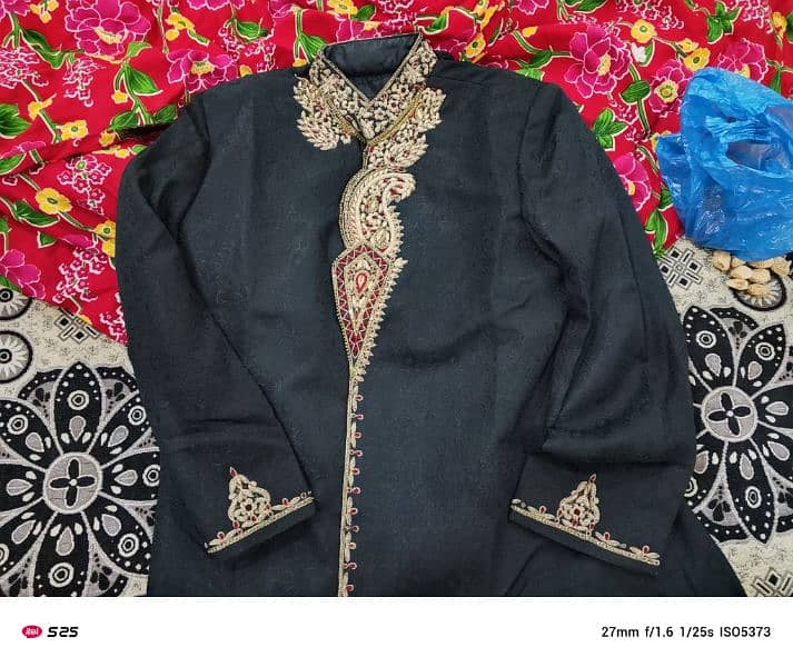 Sherwani Black Embroided complete set price little bit negotiable 1