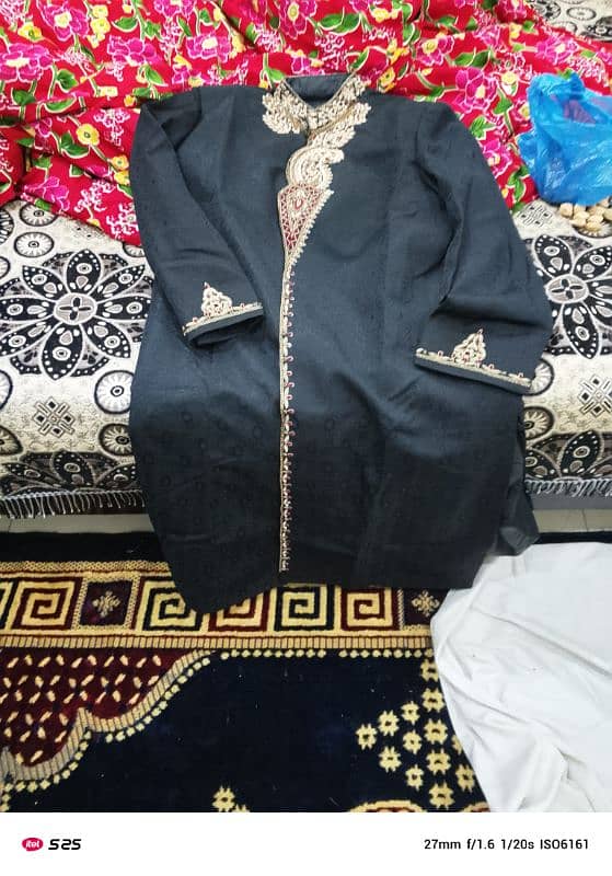 Sherwani Black Embroided complete set price little bit negotiable 2