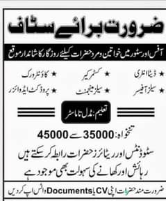 Male and Female staf required