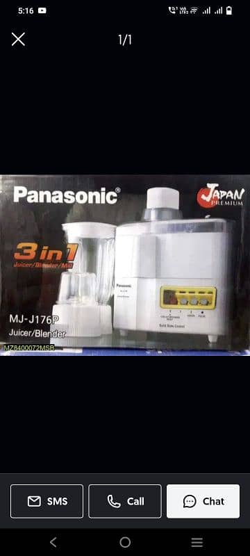 Panasonic Juicer 3in1 Warranty 2 years