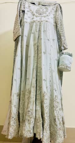 Ice blue Maxi Dress with Dupatta and Farshi