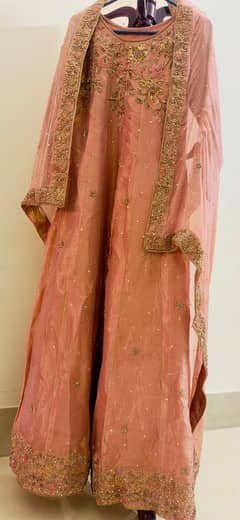 Rose gold Maxi dress with dupatta