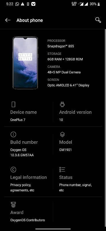 OnePlus 7/ snapdragon 855.6/128 dual sim 2