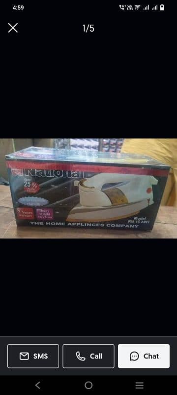 National Dry Iron Warranty 2 years 2