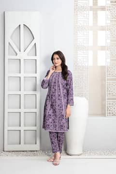 2 Pcs Women's Unstitched Linen Digital Print Suit