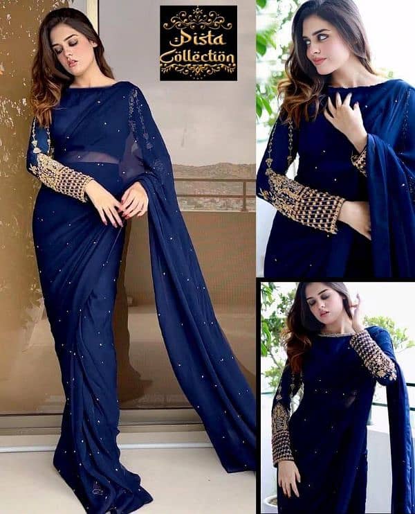 chiffon embarrassed saree 0