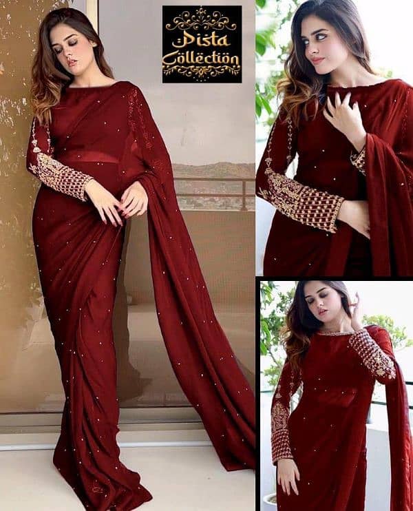 chiffon embarrassed saree 2