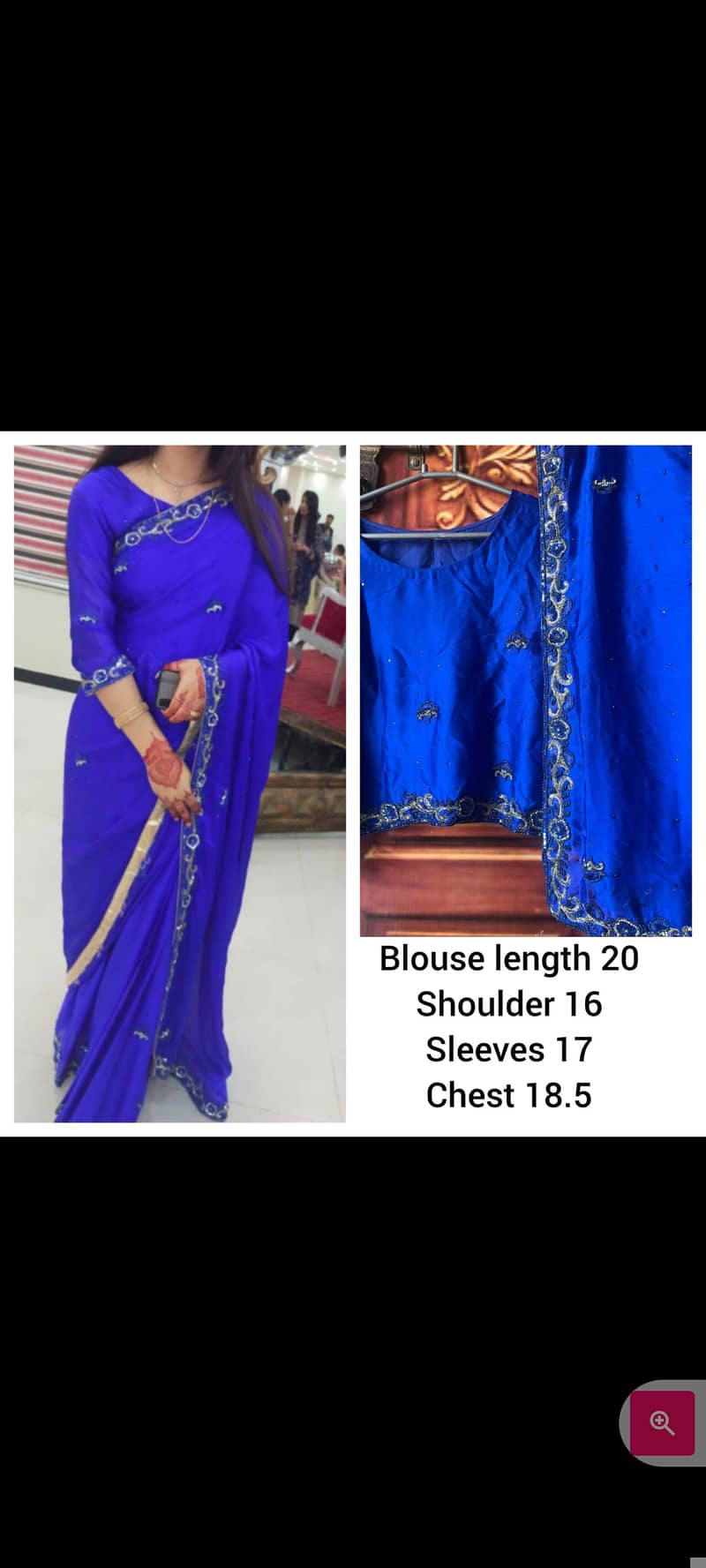 Blue color embroidered silk saree 0